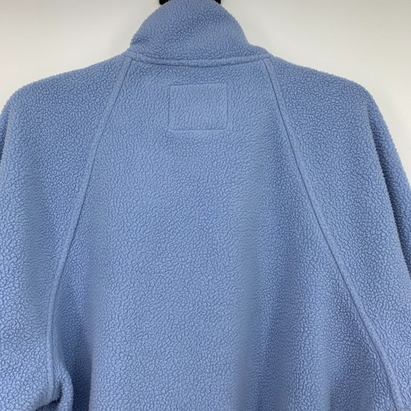 American Eagle Jacket Blue Sherpa Button Snap Mock Neck Zip Pocket - Picture 12 of 14